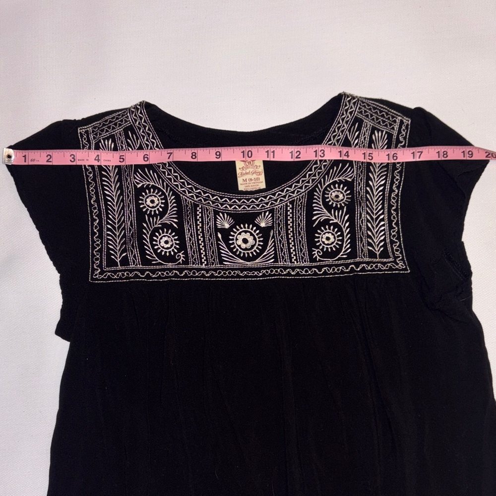 Faded Glory Black Tunic Top with Cream Embroidery - Picture 8 of 10